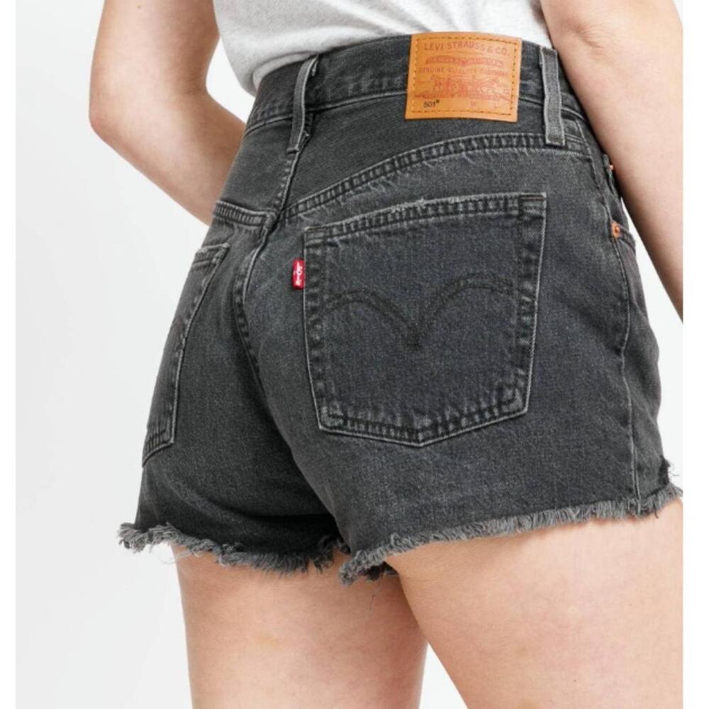 Levi’s Black Mid Rise Cut Off Denim Jean Shorts Size 26